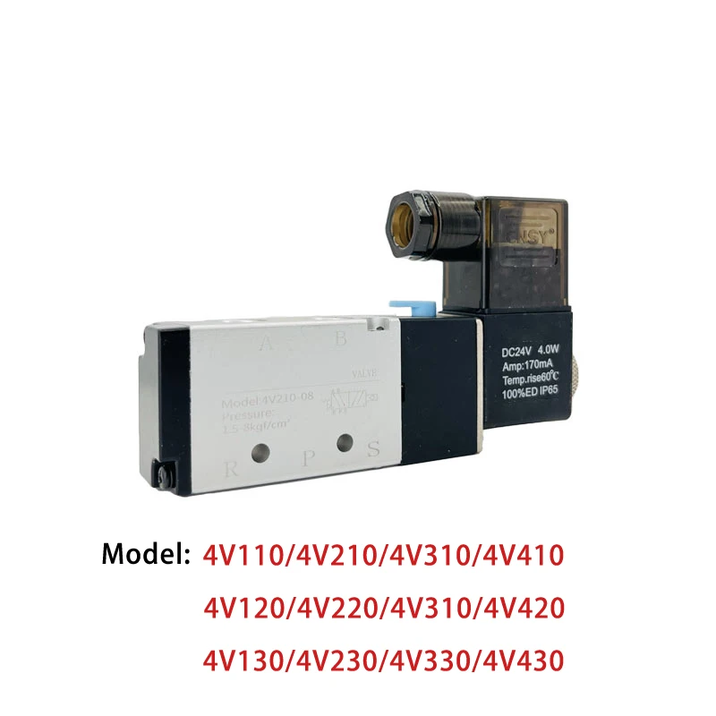 Pneumatic Electric Solenoid Valve 4V210-08 5 Way 2 Position Control Air Gas Magnetic Valve 12V 24V 220V 4V110/310/410/220/230