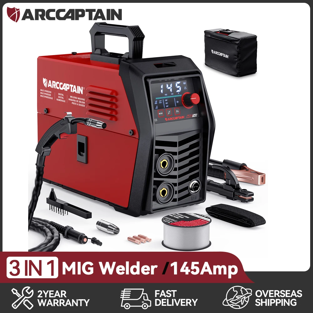 ARCCAPTAIN iControl MIG Welding Machine APP Control 3 IN 1 Flux Core MIG MMA Stick/Lift TIG 110V 145Amp Portable Synergy Welder