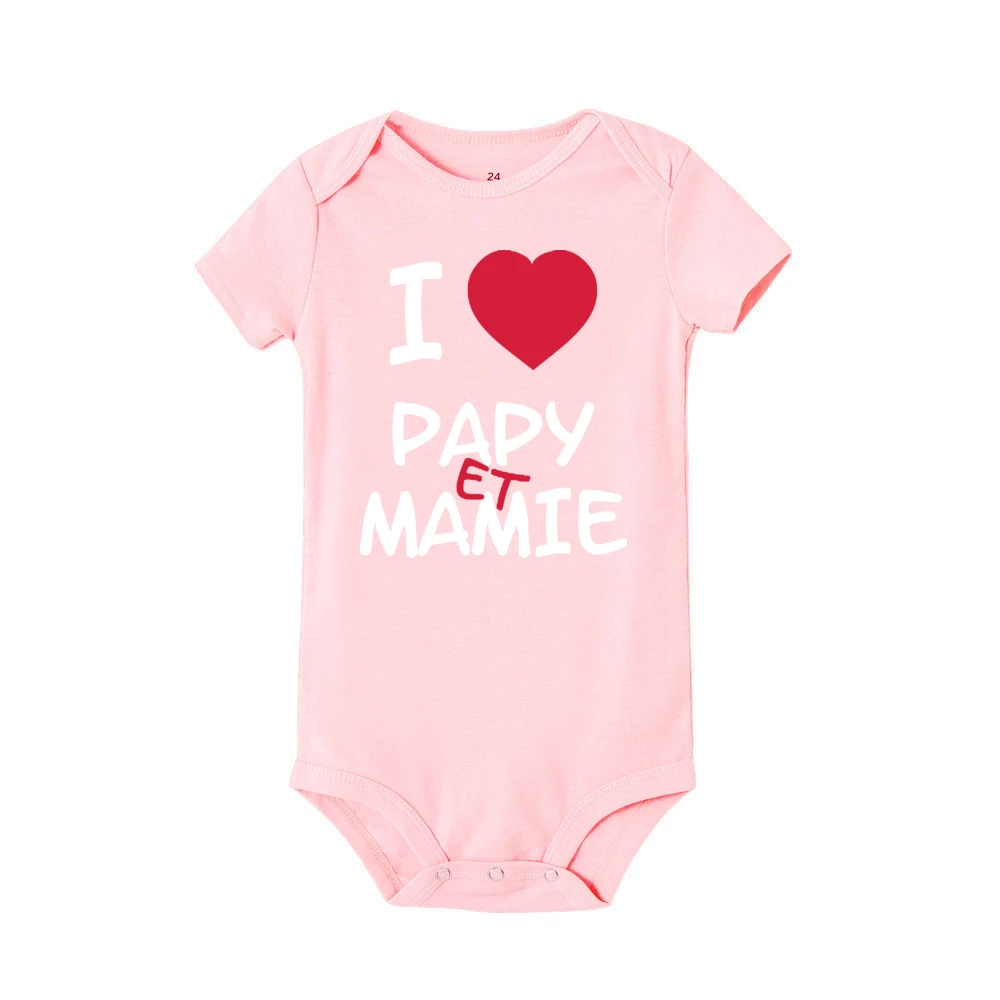 I Love Papy & Mamie Body bebé manga corta verano unisex suave algodón - imagen 4