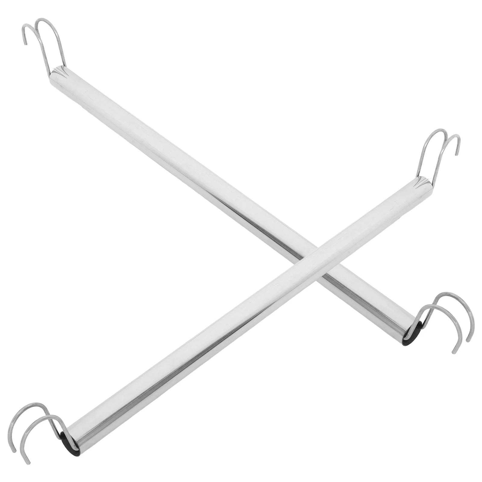 

2Pcs Stainless Steel Wardrobe Rail Heavy Duty Hanging Clothes Rack Laundry Drying Rod Adjustable Hooks Closet Organizer