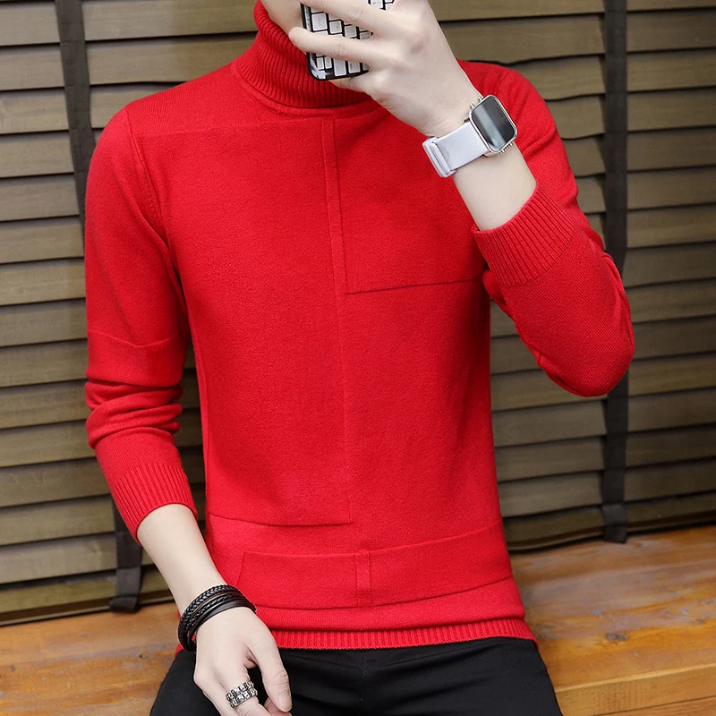 

Trend Men's Casual Solid Color Sweater Long Sleeve Warm Knit Turtleneck Sweater Mens Clothing Torneira