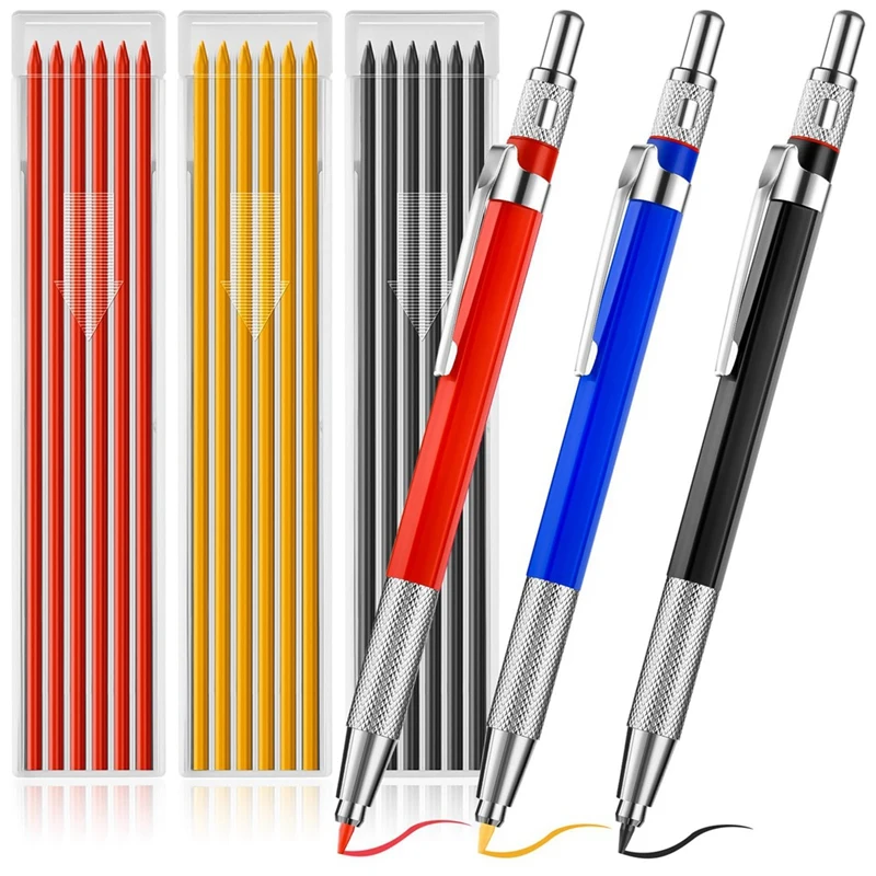 Welder's Pencil, Mechanical Pencil Metal Marker, Built-In Sharpener For Pipe Fitter,