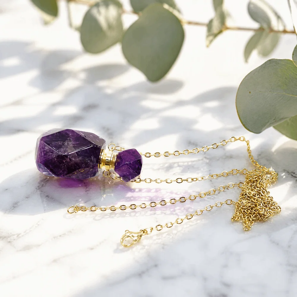 Twistable Threaded Bottle Bottle Necklace Bottle Octagonal Shape Aromatherapy Bottle Necklace Empty Crystal