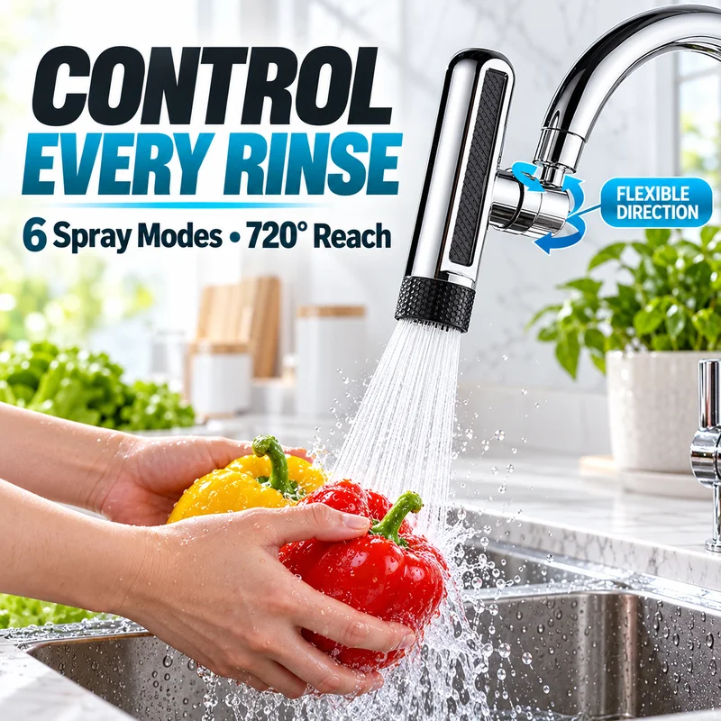 720° Rotating Faucet Extender 6 Modes Kitchen Splash-Proof Nozzle Faucet Waterfall Spout Universal Multi-Function Aerator
