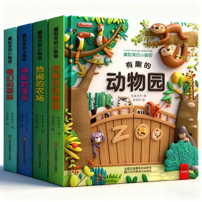 0-3/4-8 Years Kids Board Book Children's Fun Hole Book Children's Cognitive Development Picture Book Cardboard Tear-resistant
