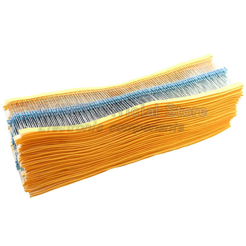 100pcs 1/4W ตัวต้านทานฟิล์มโลหะองค์ประกอบ 1% 0.25W 1K 1.5K 2.2K 4.7K 10K 22K 47K 100K 470k 100 220 4K7 OHM 5 สีแหวนตัวต้านทาน