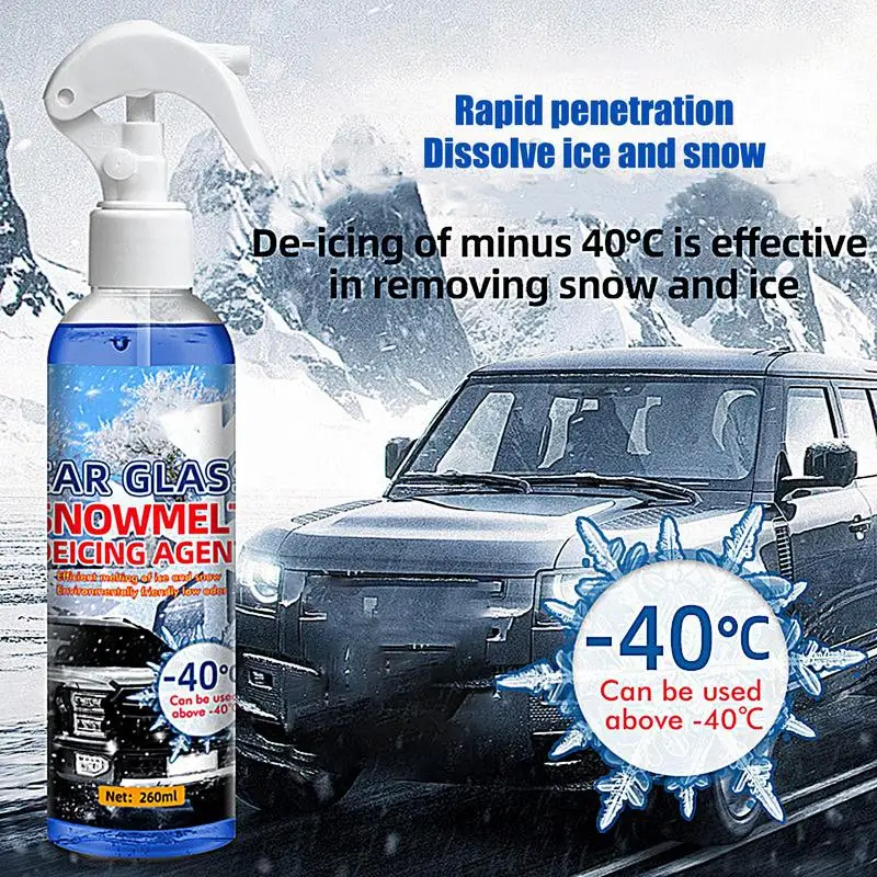 Car Windshield Deicer Window Glass Ice Melt Spray Winter Car Accessories Automotive Glass Deicing Agent 260ml Automotive