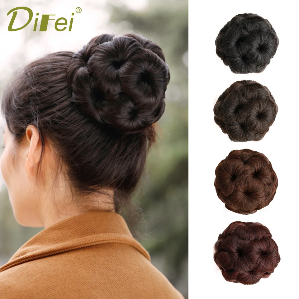 

DIFEI Claw Clip Flower Modeling Synthetic Wig Modeling Bun Nine Flower Claw Clip Fake Bun Girl Hair Bride Grab Clip Bun