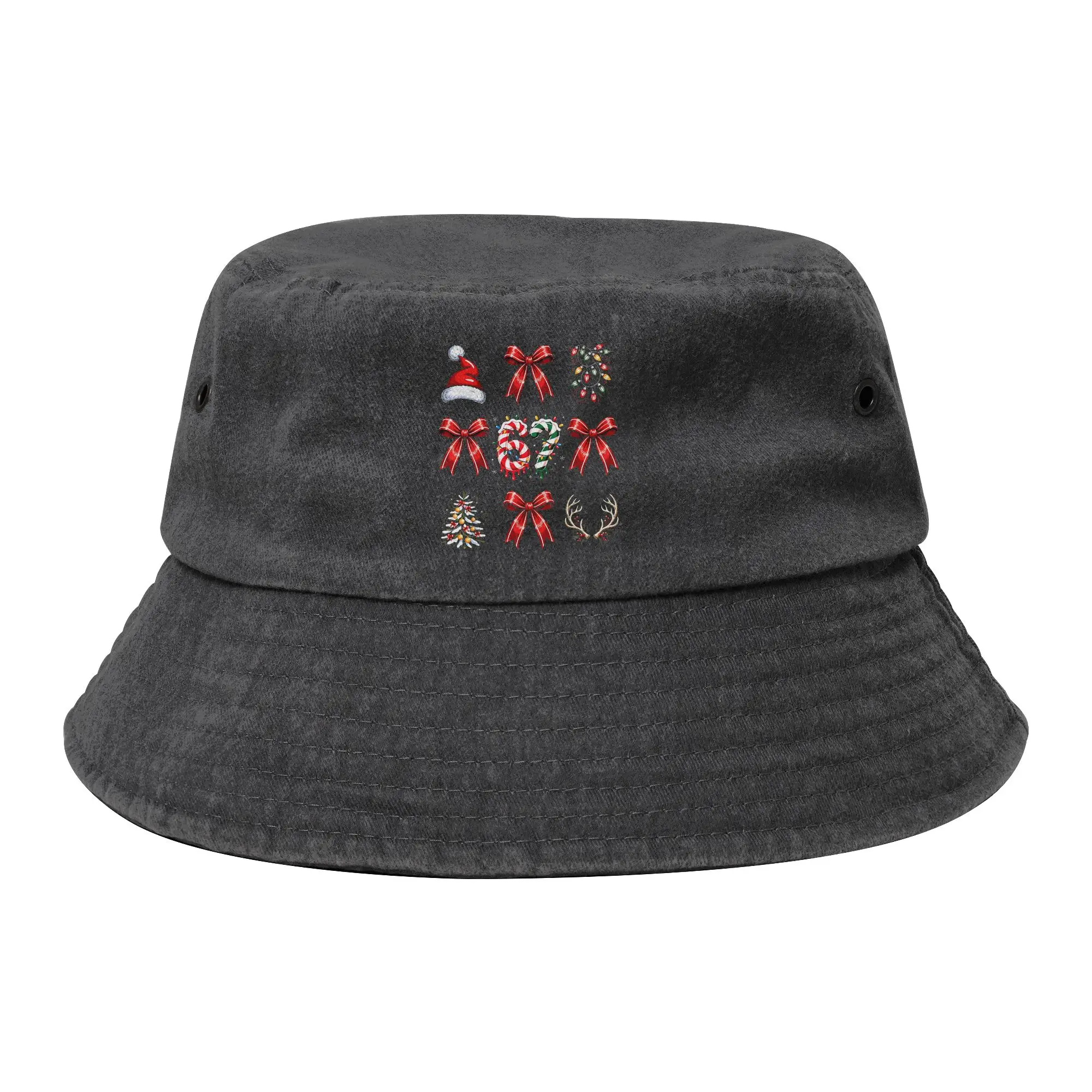 Christmas Number 67 Xmas Lights Santa Bucket Hats Unisex Outdoor Six Seven Distressed Denim Fisherman Caps Travel Bob