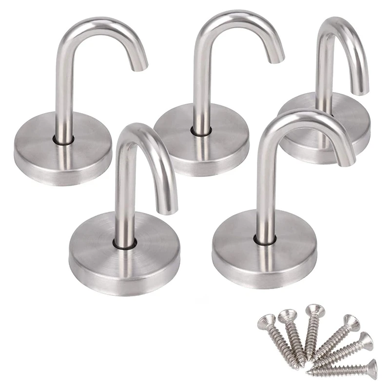 B84B-5 Pcs Stainless Steel Ceiling Hook Round Base Top Mount Overhead Wall Hook For Hanging Plants Bird Feeders Wind Chimes