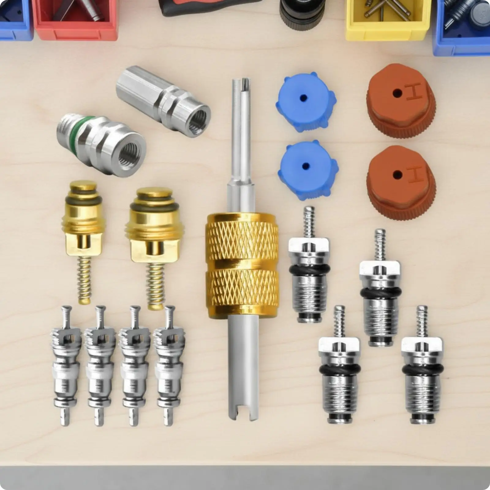 Automotive Valve Wrench Durable Air Tools Set Knurled Core Removal Tool Kit for Garage Maintenance