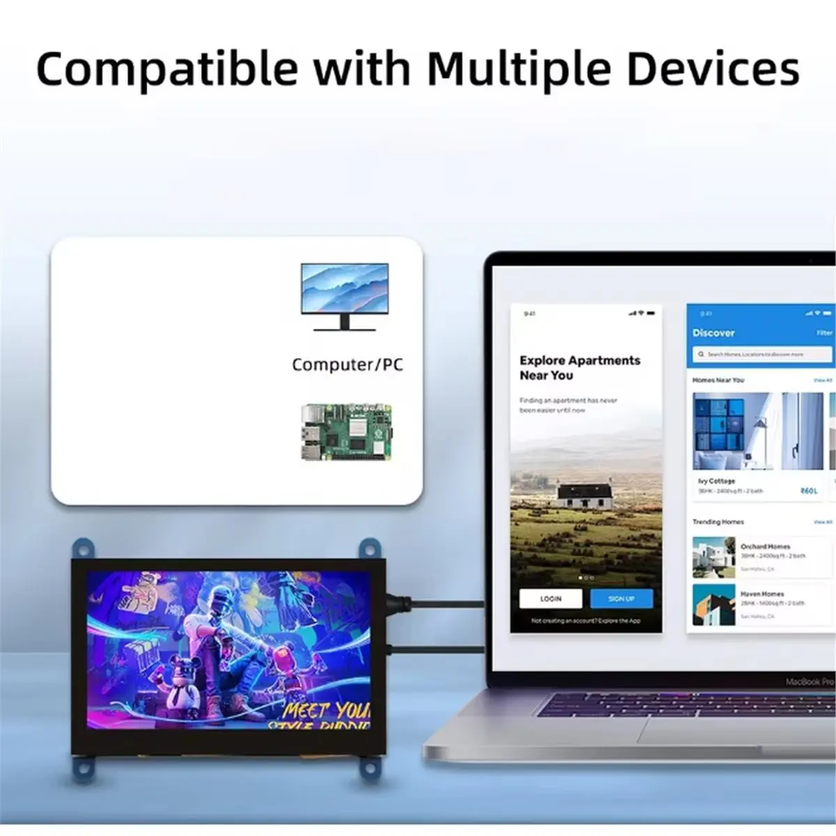 PHONE&GEAR 4.3inch LCD Display 800x480 Capacitive Touch Screen for 5 4B 3B 3B 2B B+ B 3A+ A+ Zero W Zero