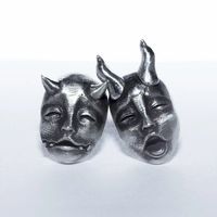 Personality Silver Plated Gothic Horned Demon Baby Stud Earrings Devil Prajna Skull Earrings for Men Women Punk Gift Wholesale