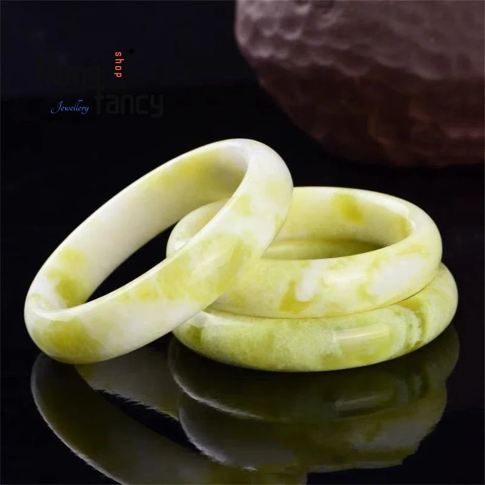 Natural Lantian Jade Floating Flower Bangle Simple Elegant Exquisite High-grade Luxury Quality Fashion Fine Jewelry Holiday Gift