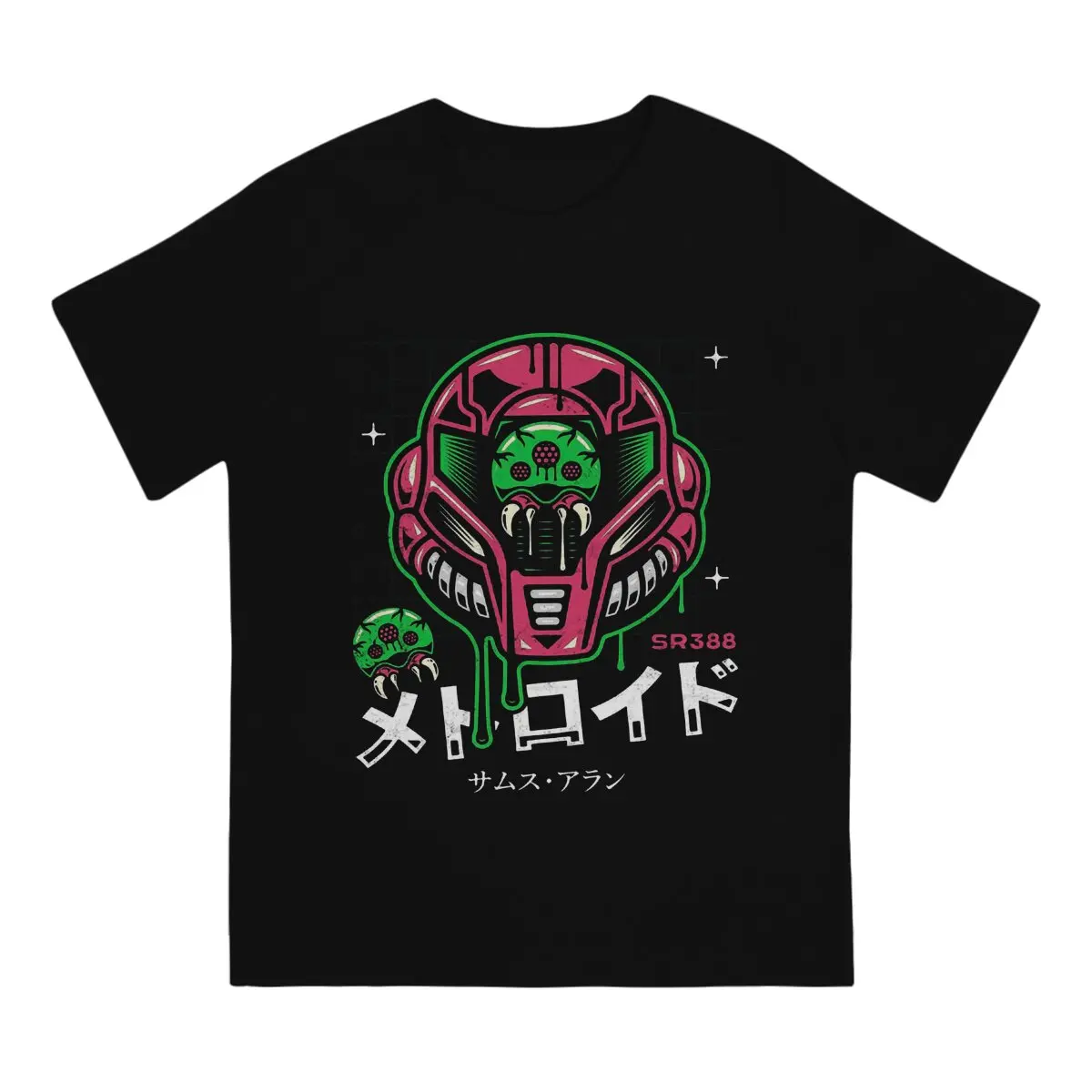 Metroid Game LARVA HELMET Tshirt Graphic Men Tops Vintage Homme Summer Polyester Short Sleeve Harajuku T Shirt