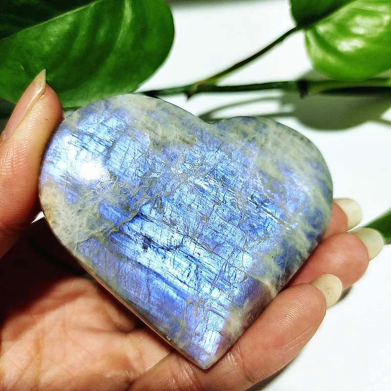 Natral Gemstone Beautiful Moonstone Labradorite The hear Stone Crystal Sorcerer Chakra Spiritual Healing Crystal Home Decoration