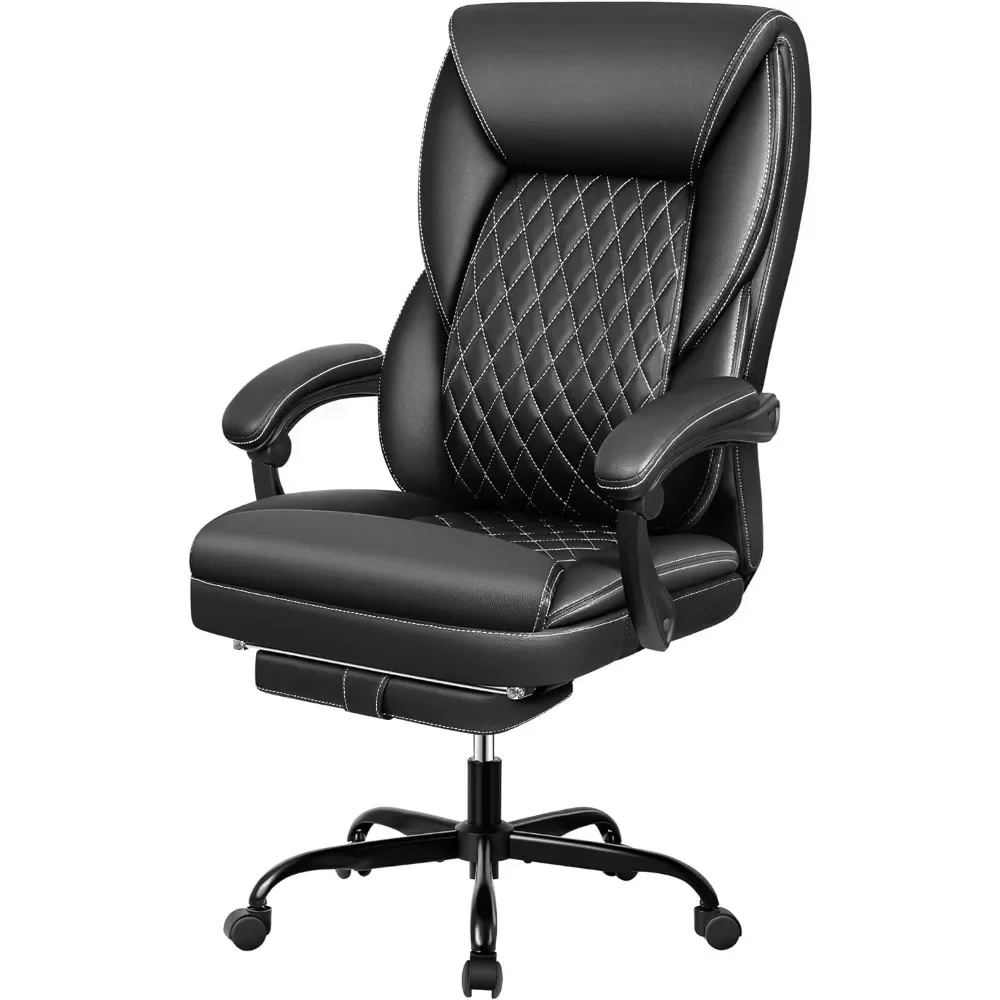 Office Chair with Footrest, High Back Leather Chairs with Lumbar Support, Ergonomic Office Chairs, Office Chair