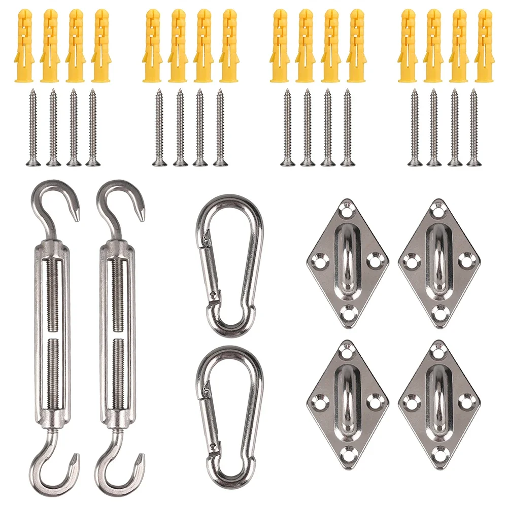 

Sun Shade Sail Hardware Kit 24pcs/set 304 Stainless Steel Sunshades Canopy Installation Kit for Install Awning Accessory