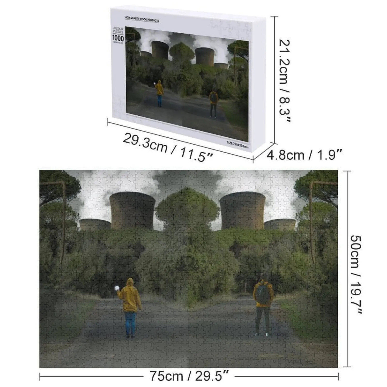ตัวต่อจิ๊กซอว์สองด้านลายโรงไฟฟ้าพลังนิวเคลียร์ แรงบันดาลใจจากดาร์ก รูปภาพแบบกำหนดเอง ของขวัญสำหรับเด็ก ปรับแต่งได้ตามต้องการ