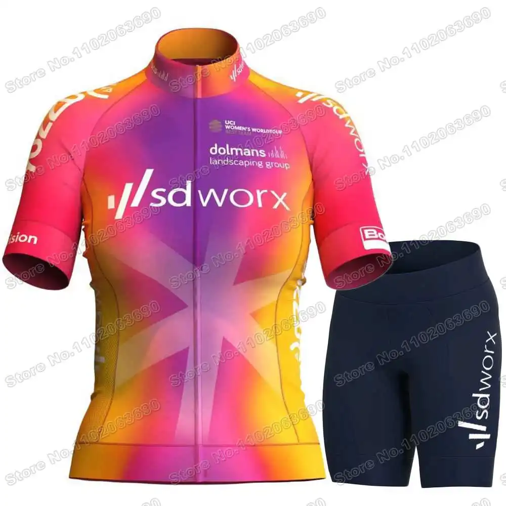 2023 Women Team SD Worx Cycling Jersey Set France Tour Cycling Clothing Road Bike Shirts Suit Bicycle Bib Shorts MTB Maillot