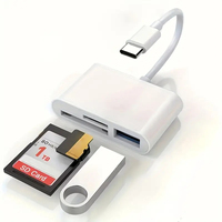 3-in-1 Type C Card Reader Micro SD TF Memory Card Reader External U Disk Adapter for iPhone 15 Serie Laptop Tablet OTG Converter