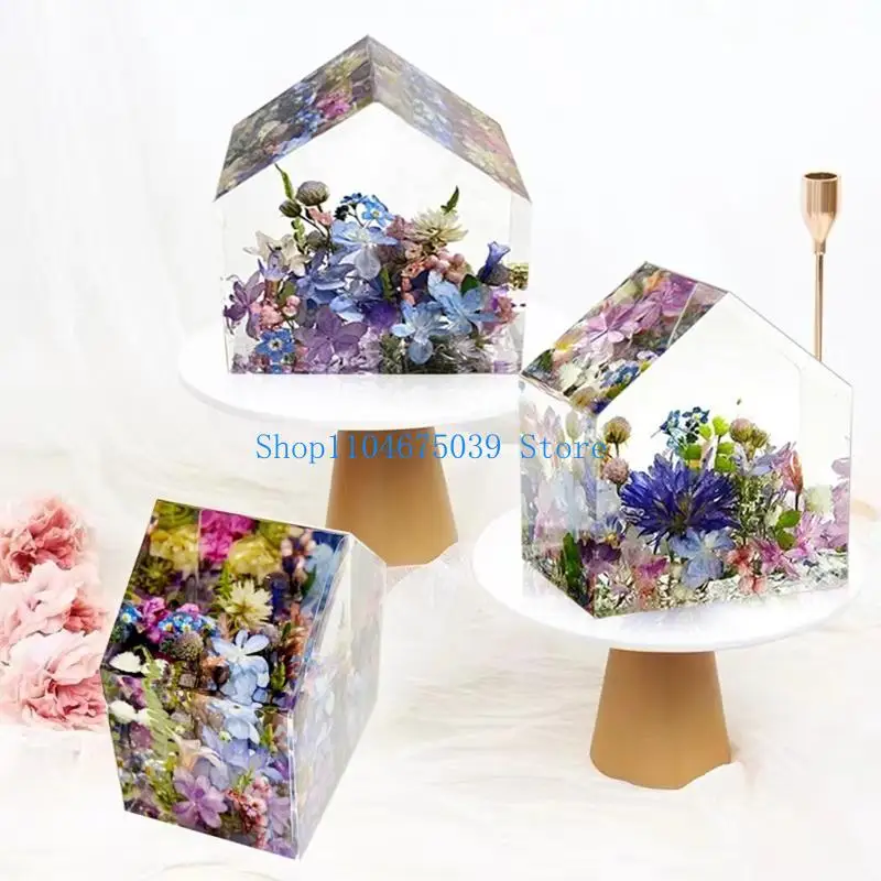 

5asd DIY Crystal Silicone Mold House Arch-shaped Epoxy Mold Mirror Table Ornament