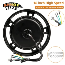 16 inch 60V120V 1500-4000W Hub Motor Wheel Brushless Low Noise High Speed Electric Bike Electric Scooter