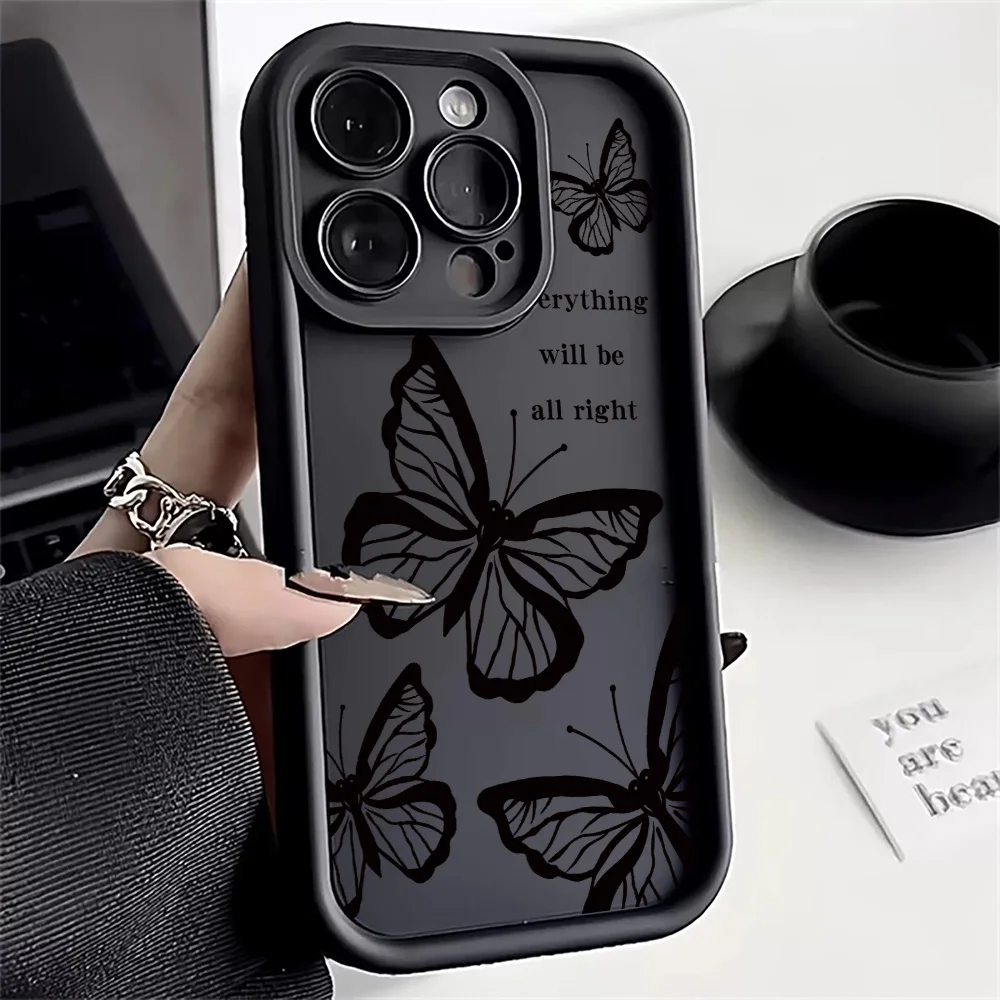 Black Butterfly Print Pattern Design Case For Realme 13 12 11 10 Pro Plus 5G 9 8 GT 6 6T Neo 6 SE C67 C65 C61 C55 C53 C51S Cover