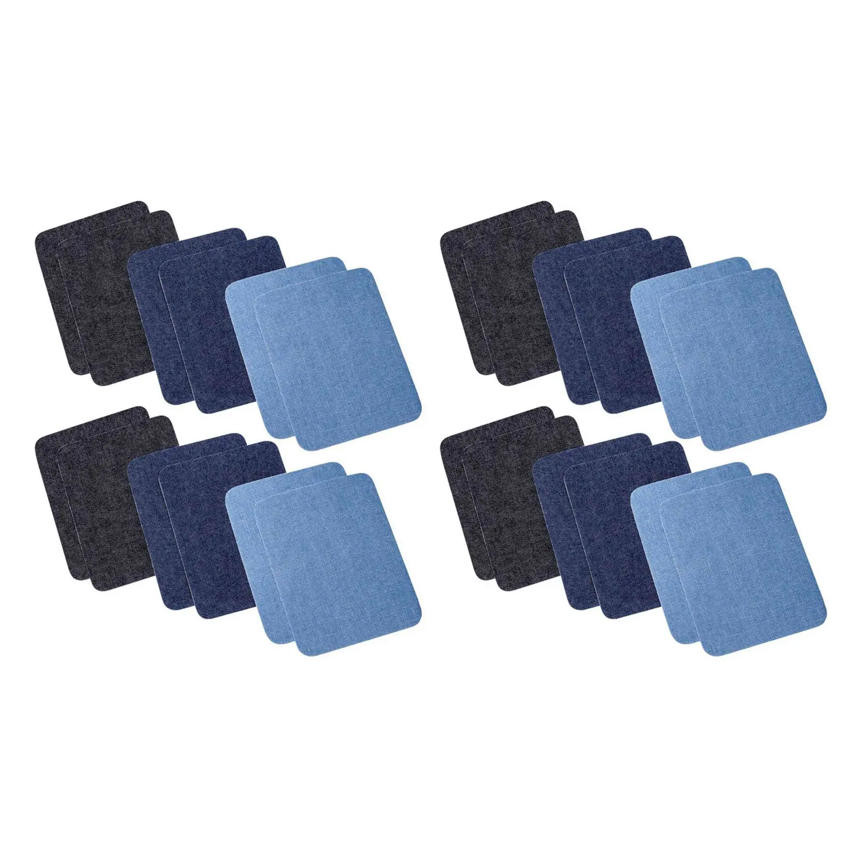 A64E Iron on Denim Patches for Clothing Jeans 24 Pcs, 3 Colors (4.9 Inch x 3.7 Inch)