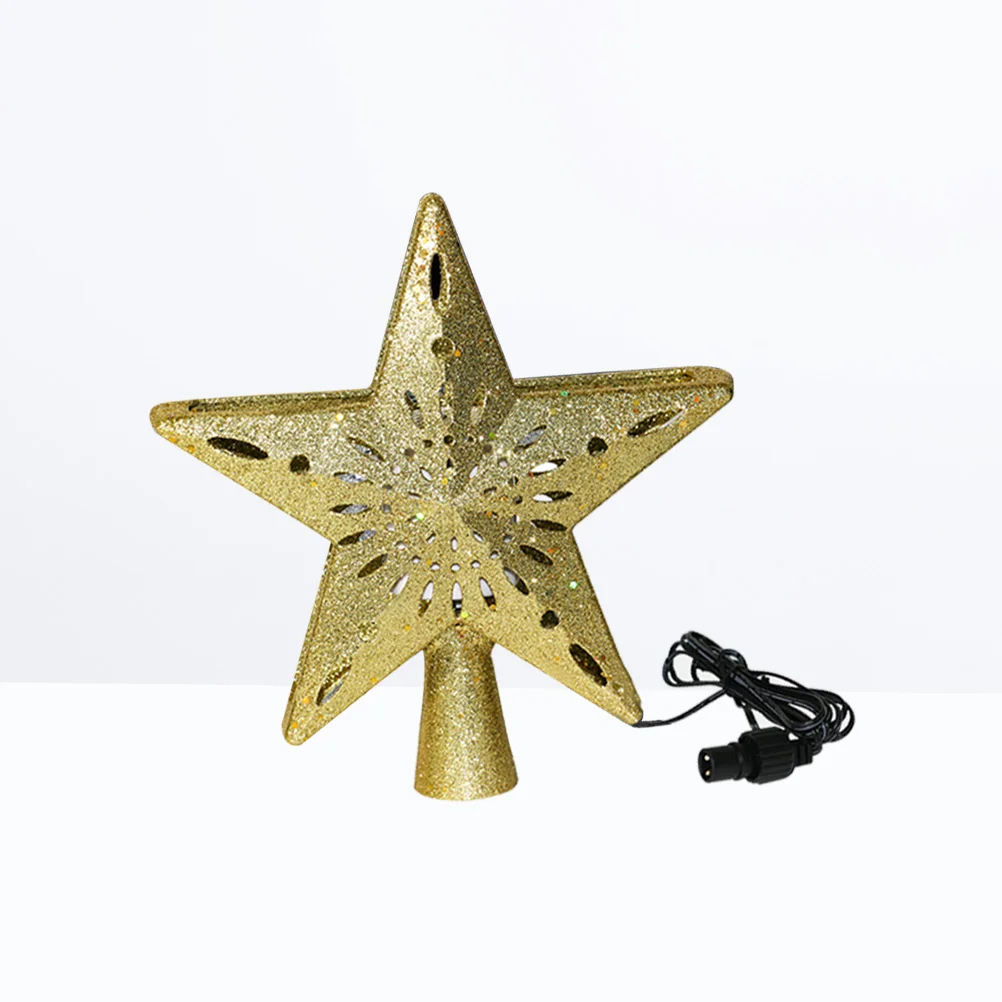 

LED Christmas Tree Star Topper Treetop Snowflake Projector Lights Glitter Decor Party Supplies with UK Plug (Golden)