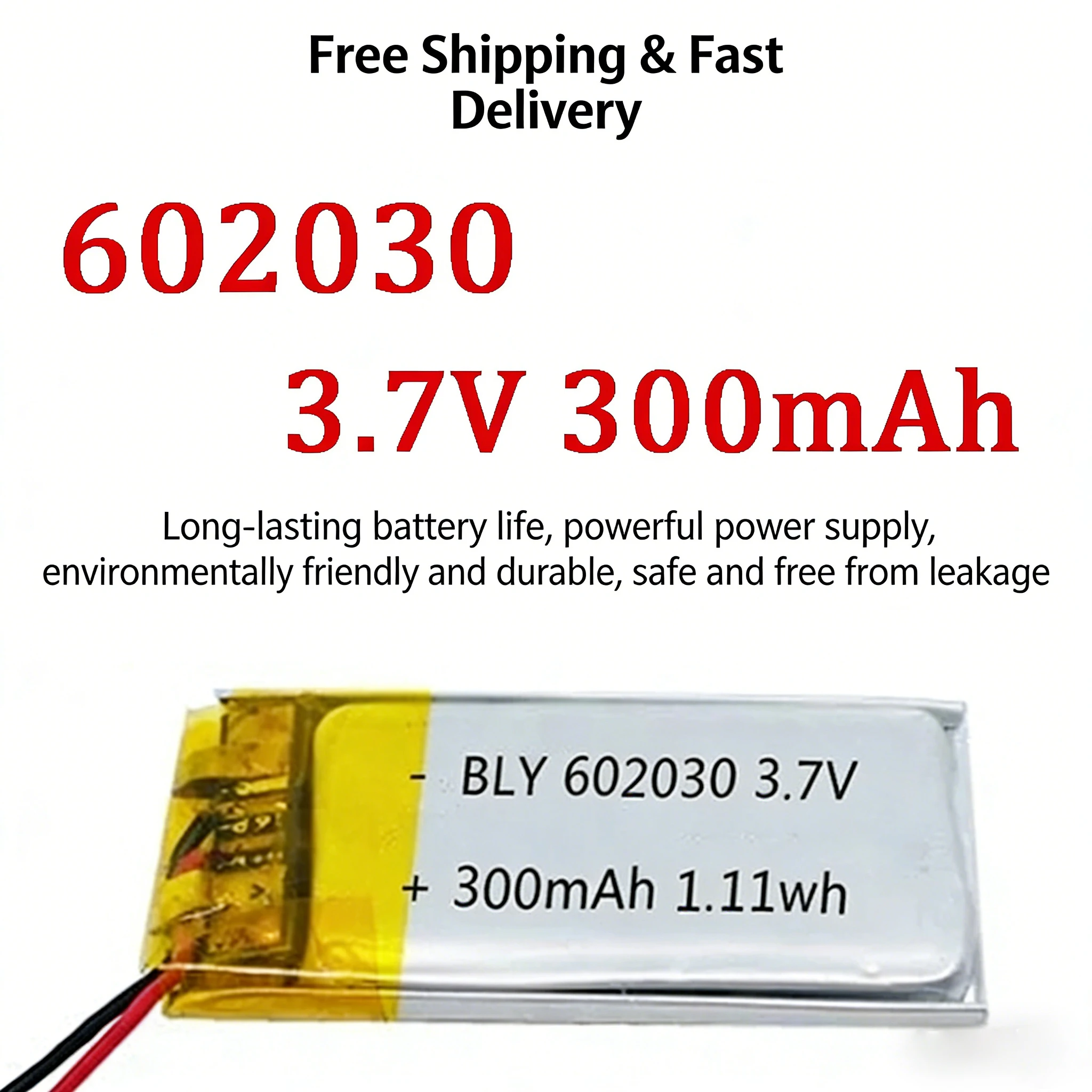 

3.7V 300mAh 602030 Lipo Battery for TWS Charging Case Smart Watch Bluetooth Speaker GPS Navigation Rechargeable Lithium Ion Cell