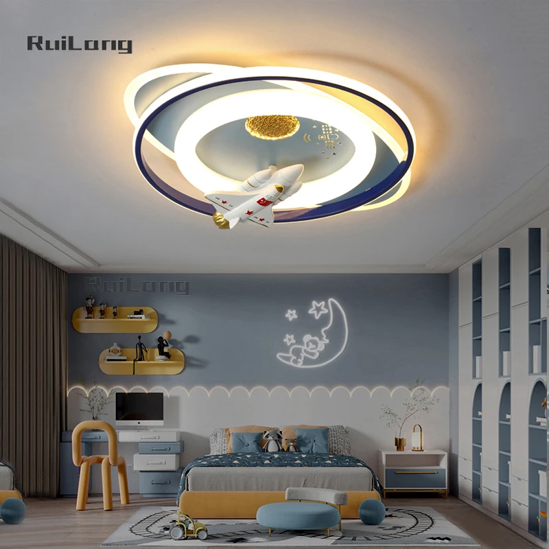 

Children Room Ceiling Lamp Rocket Space Airplane Deco Cartoon Chandelier For Kids Room Boys Bedroom Plafonnier Led Ceiling Light