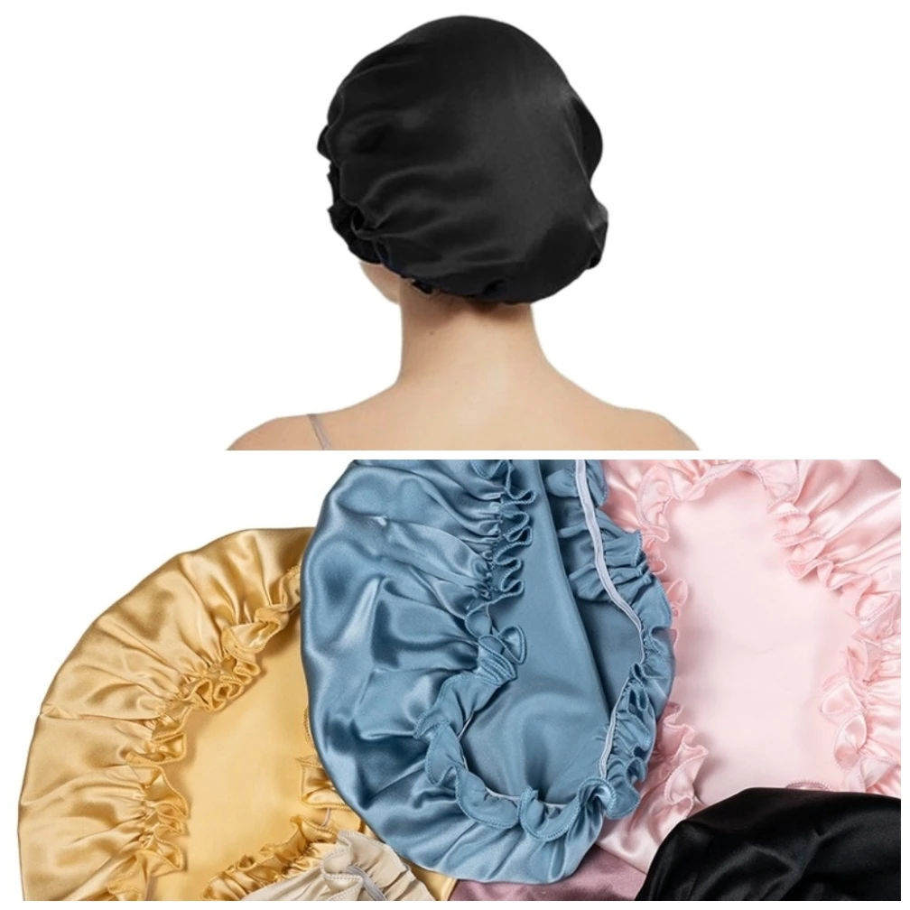 Luxury Pure Silk Hair Bonnets For Sleeping 19 Momme Mulberry Silk Turbans Sleep Cap Silk Headwrap Night Cap For Women Hair Care