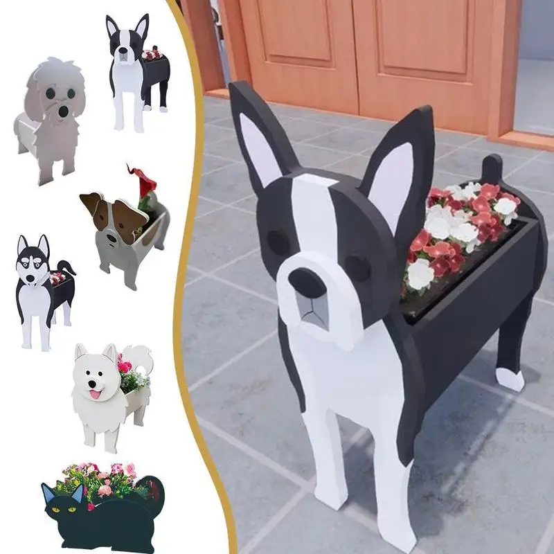 

Garden Flower Pot Dog Planter Samoyed Husky Boston Jack Russell Terrier Garden Pots DIY PVC Flower Planter Garden Home Decor