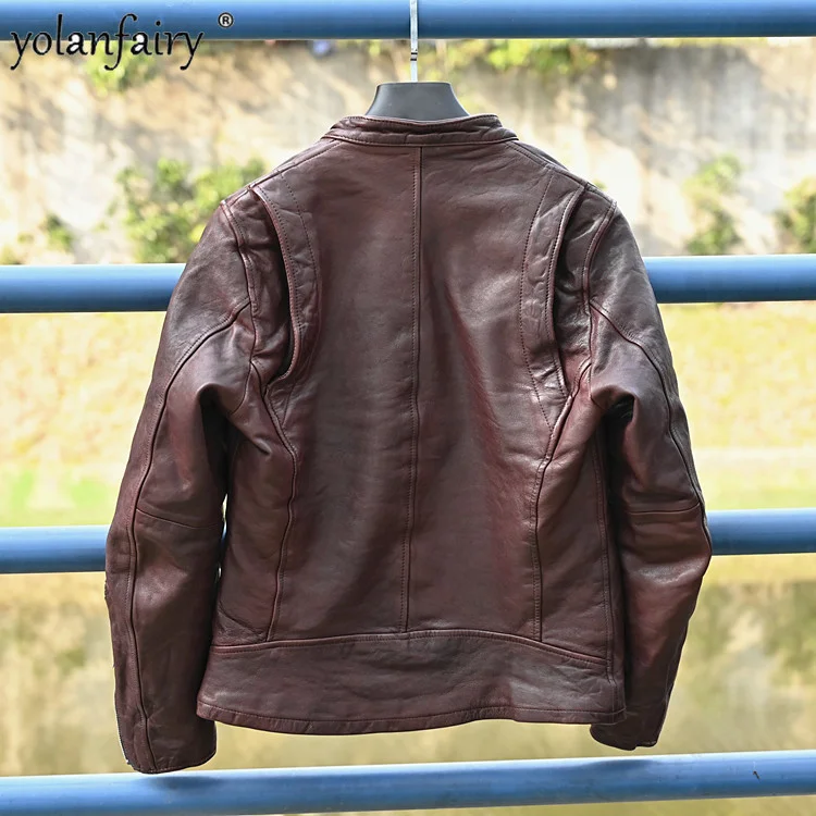 Leather Jacket Genuine Men Vintage Men\'s Jacket 100% Sheepskin Men\'s Clothing Spring Autumn Casacos Masculino -53