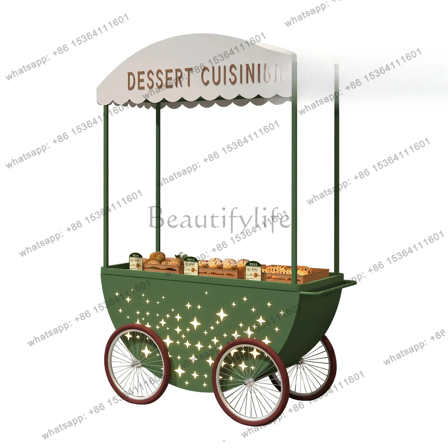 

Outdoor wrought iron float stall trolley shopping mall movable props decorative display promotional car