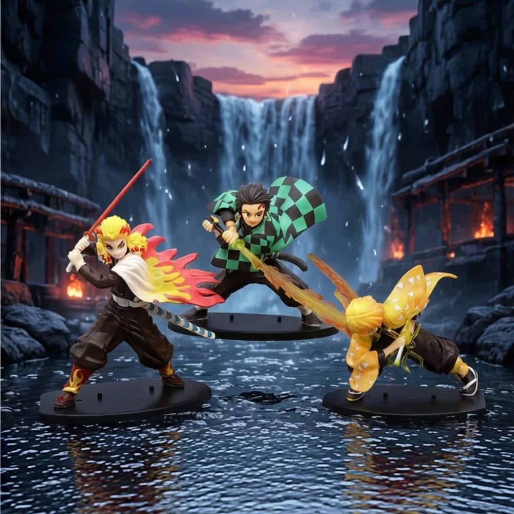 Heiße Anime-Figur „Demon Slayer“: Tanjirou, Agatsuma Zenitsu, Kyoujurou – Anime-Modell, Actionfigur, PVC-Sammlerstück, Spielzeug für Kinder, Geschenk