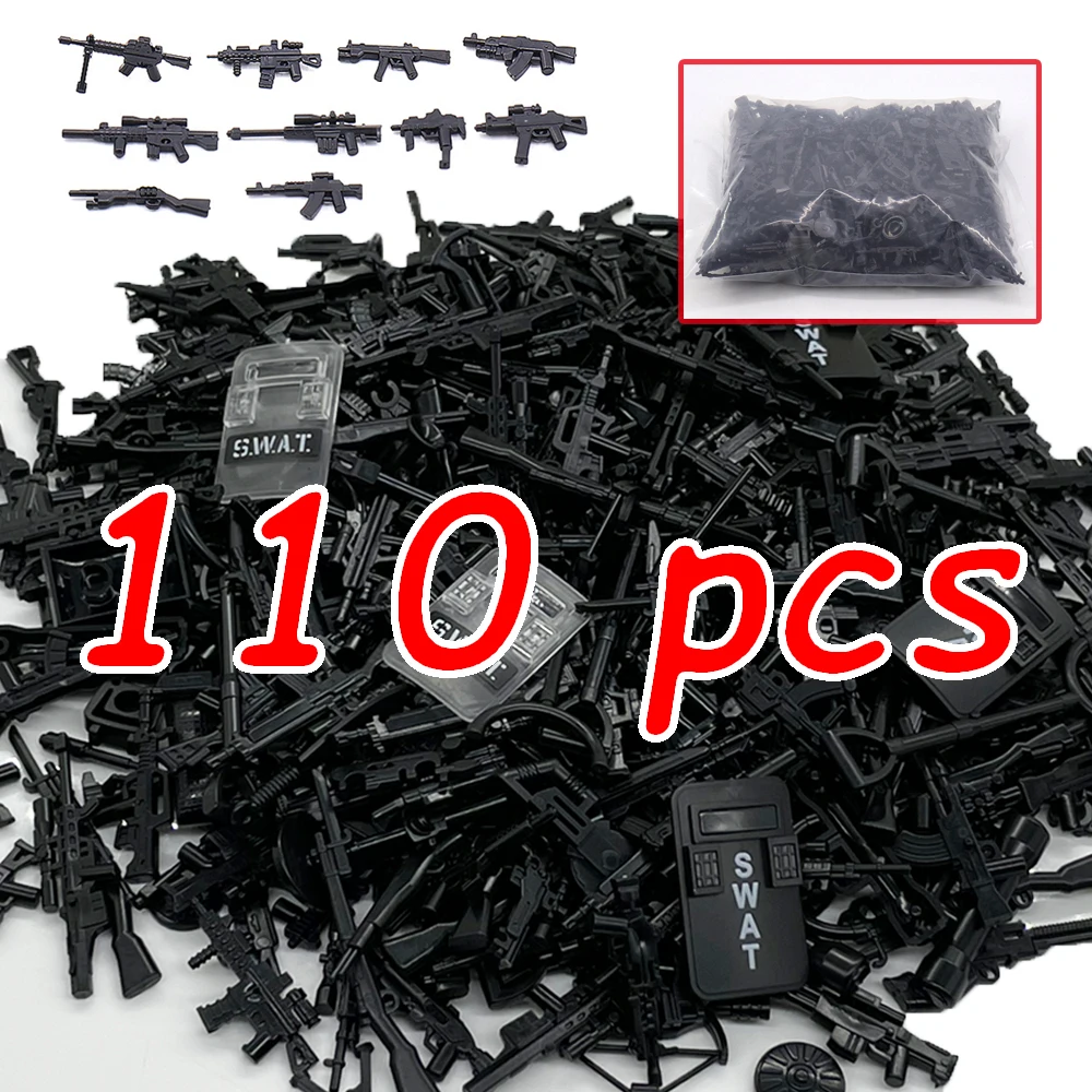 

110PCS Army Guns Weapon Assembly Blocks Soldier Figure Accessories DIY Bricks Accessories WW2 Military GunToys Gift For Kids