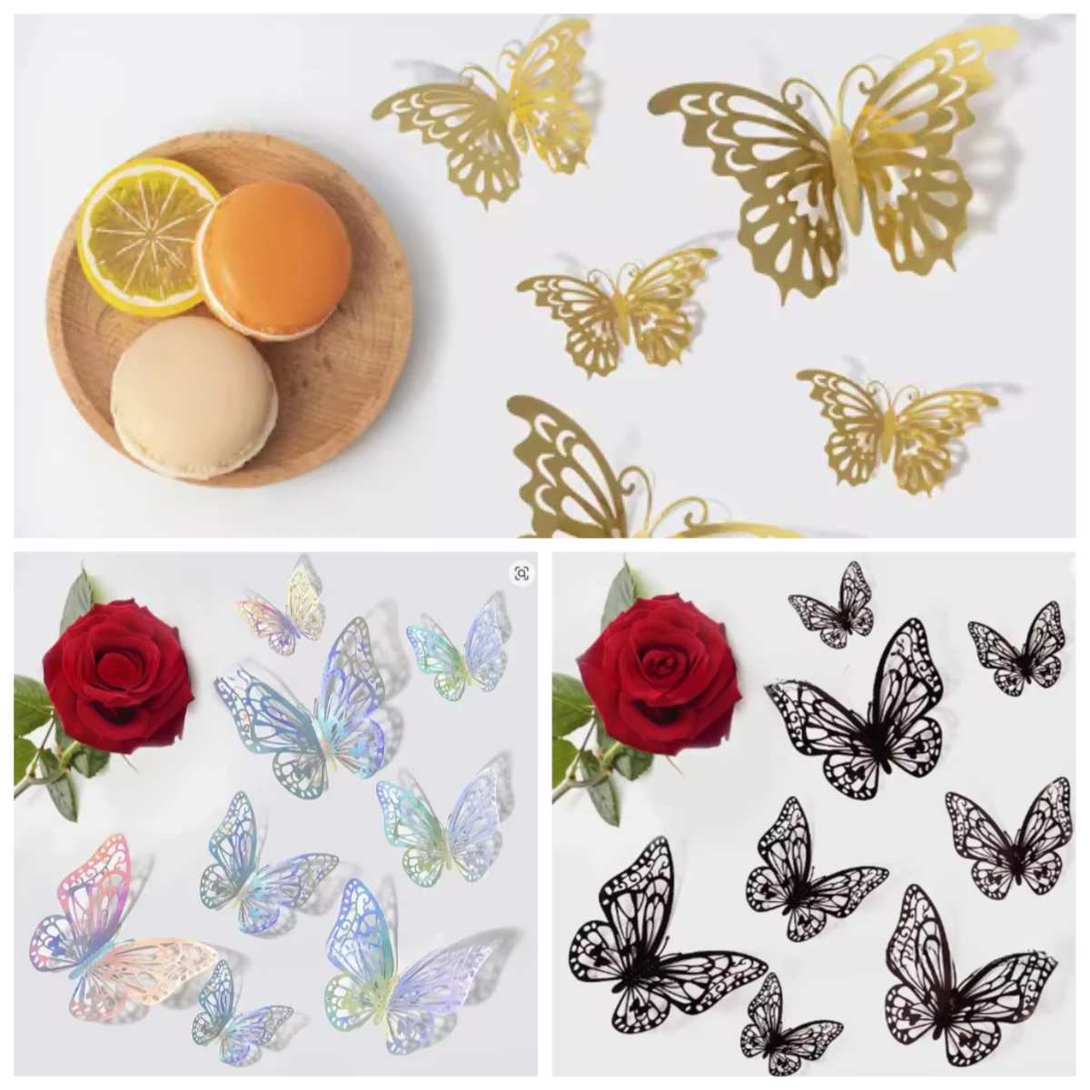 48pcs/4set 3D Butterfly Wall Decor 4 Styles 3 Sizes,Butterfly Decorations for Butterfly Birthday Party Cake Room Decorations
