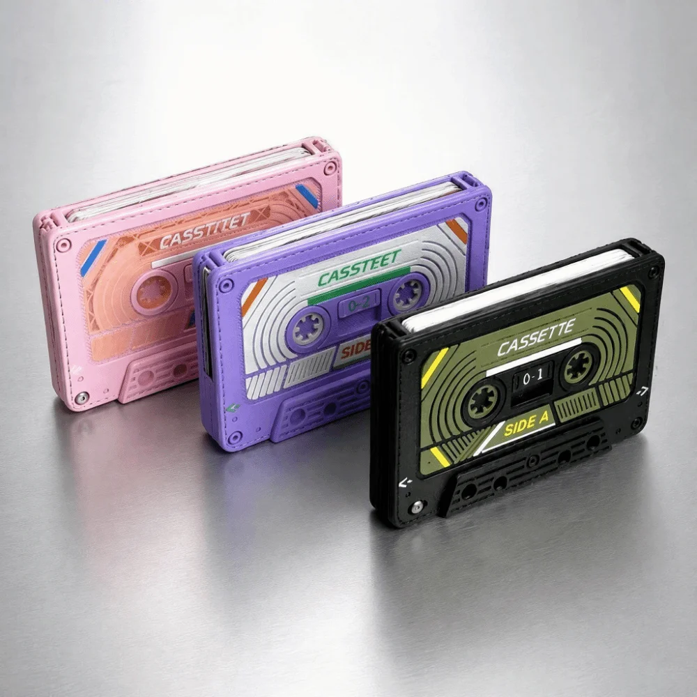 3D Printed Cassette Tape Card Holder Portable Creative Card Sleeve Business Card Case Retro Style Card Wallet Daily Carry