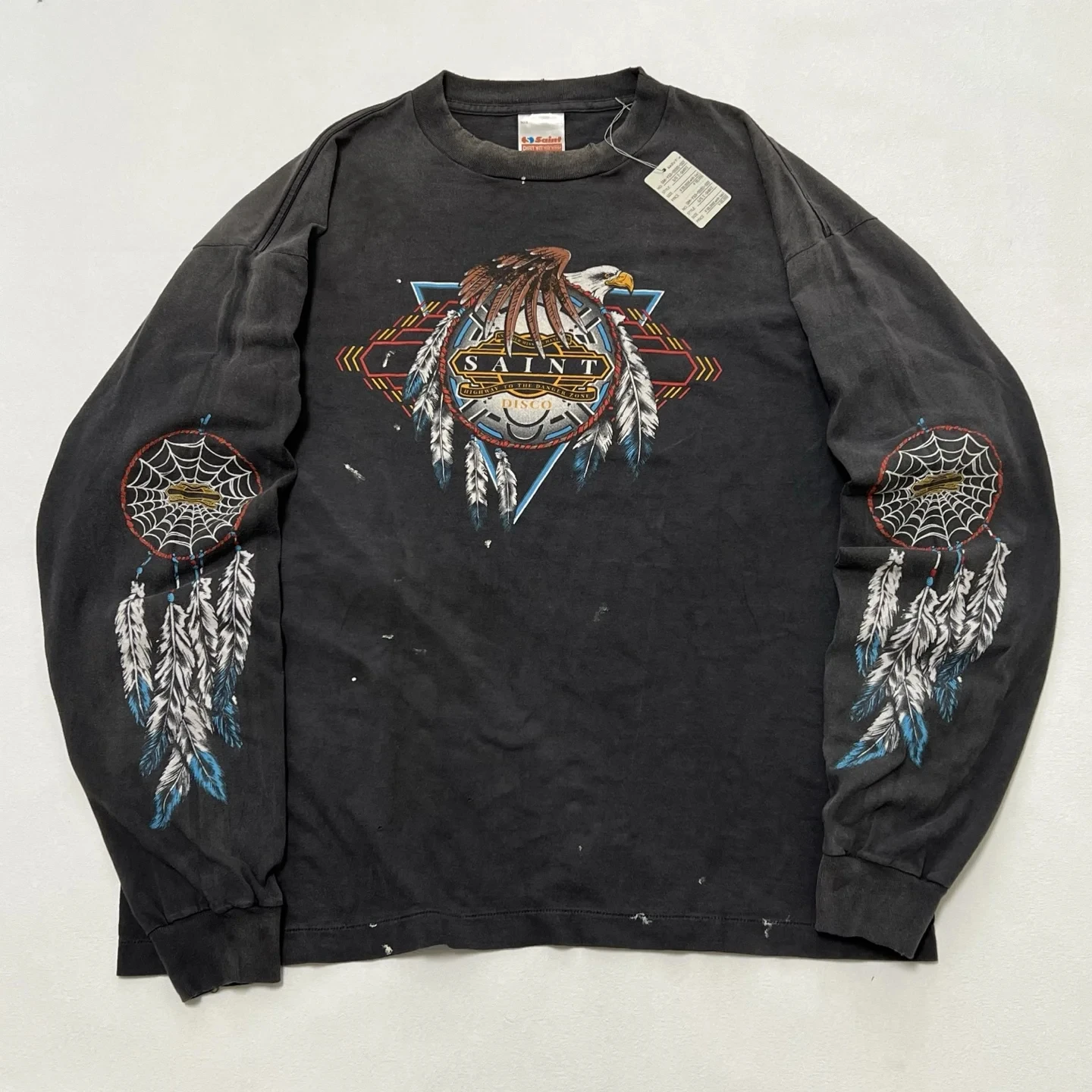 26ss سانت تفلون ديسكو ريترو خمر تي شيرت الرجال النساء 1:1 أفضل نوعية النسيج الثقيل للجنسين المحملة القمم تي شيرت