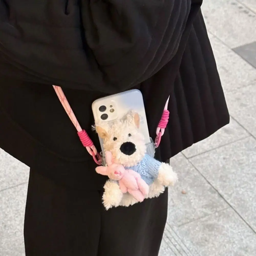 

​ ​ Мультяшный щенок ​ ​ ​ Плюшевый ремешок для телефона для куклы ​ Портативный чехол для телефона Kawaii через плечо с веревкой ​ Милый ​ Кукла-собака Вест-хайленд