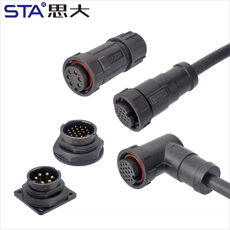 D16 Large Size Bayonet IP67 Waterproof Connector 2-22 Pin Square Flange PCB Receptacle Back Mount for LED Industrial Equipment