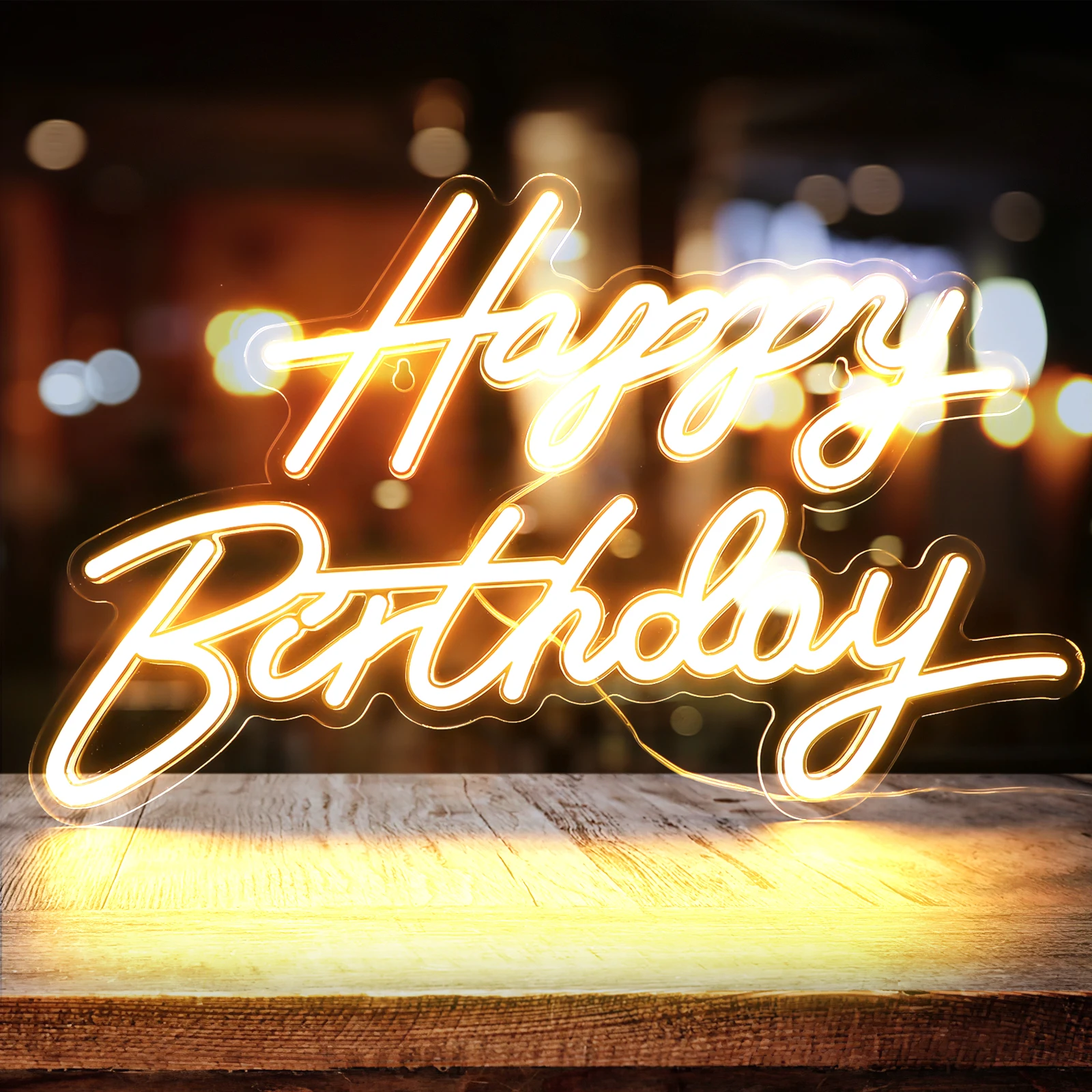 ไฟนีออนแบบ USB 1 ชิ้น ป้ายไฟอักษร Happy Birthday ไฟ LED ป้ายไฟสำหรับงานฉลองวันเกิด ไฟนีออนเรืองแสง