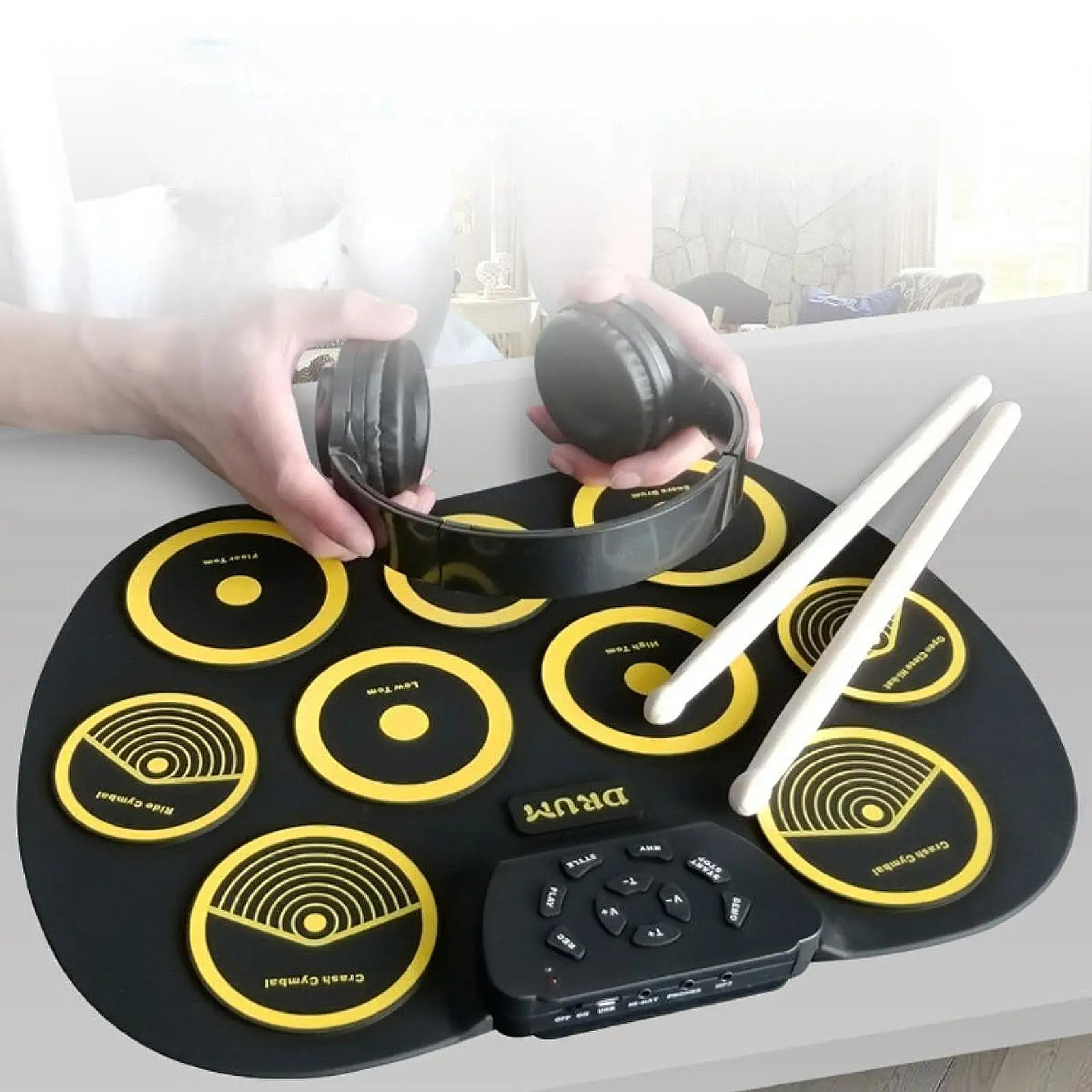 Electronic Drum Set Electric Drum Pad Sensitivity Birthday Gift Lightweight 9