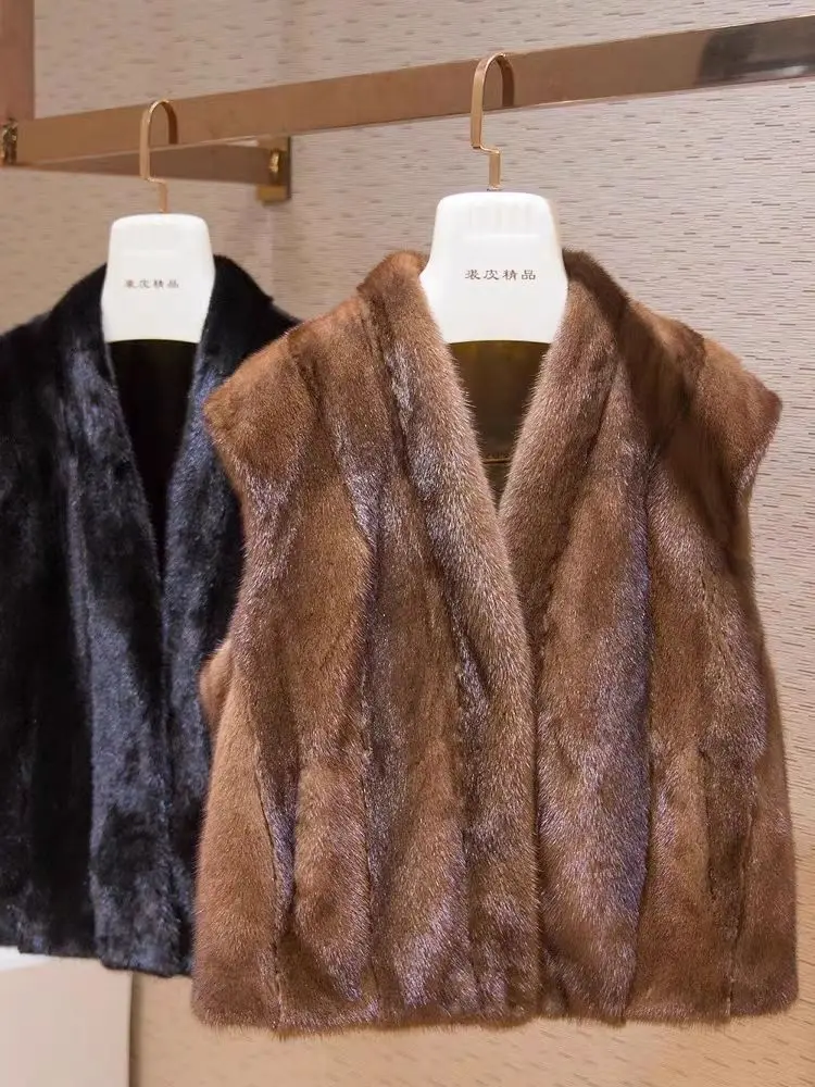

Women Fake Fur Coat Sleeveless Autumn Winter Warm Artificial Lapel Faux Fur Waistcoat Fake Fur Jakcet