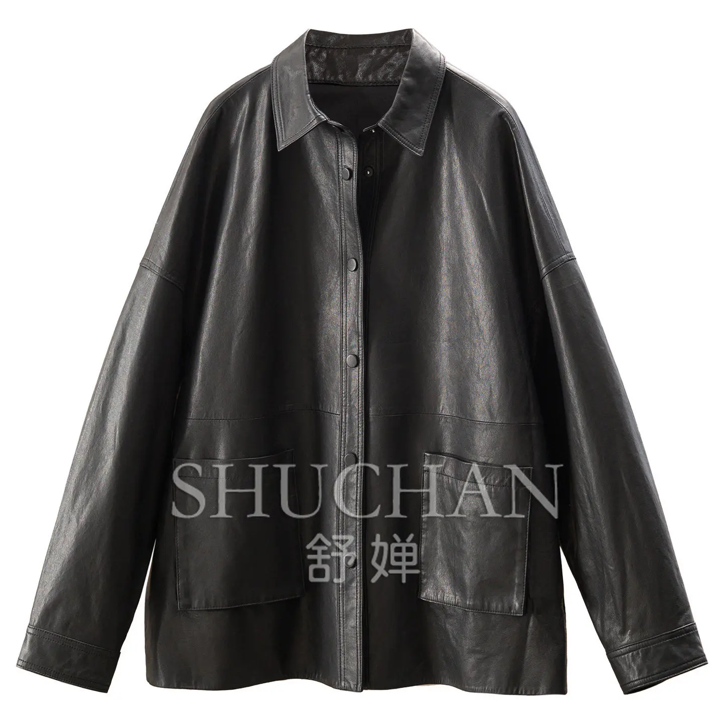 Loose Tonality Loose Plant Blend Sheepskin Leather Jacket Shirt Jacket Women's 61G4 Leather Jacket Women
