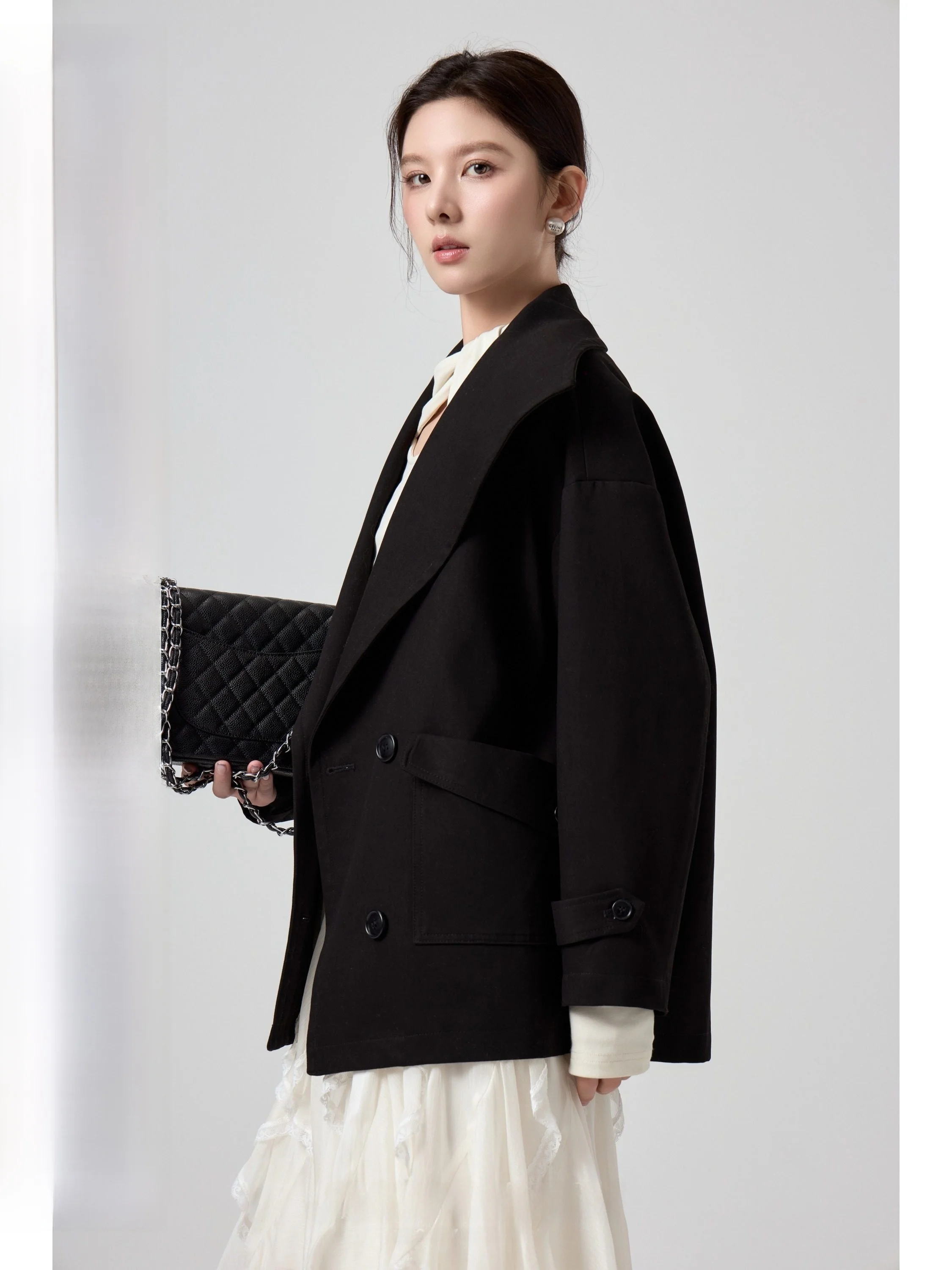 

Notting Hill Lysanne Cotton Coat Large Collar Mid-Length Loose Fit Spring Faion Women's Windbreaker Outerwear