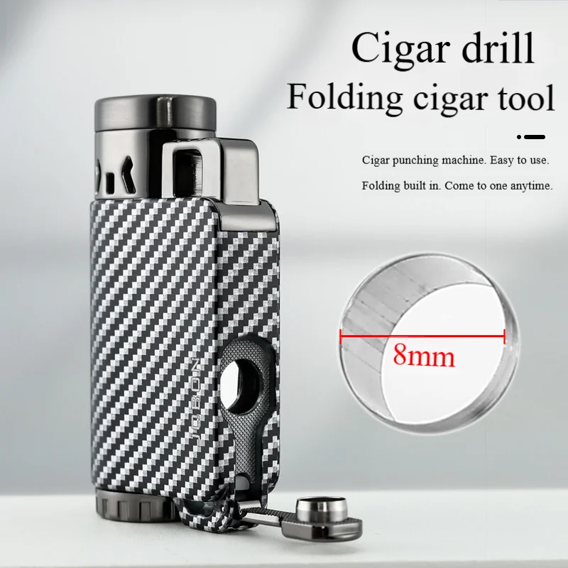 JOBON Creative Windproof Gas Lighter Butane Refillable Triple Jet Blue Flame Cigarette Cigar Metal Lighter Camping Gadgets