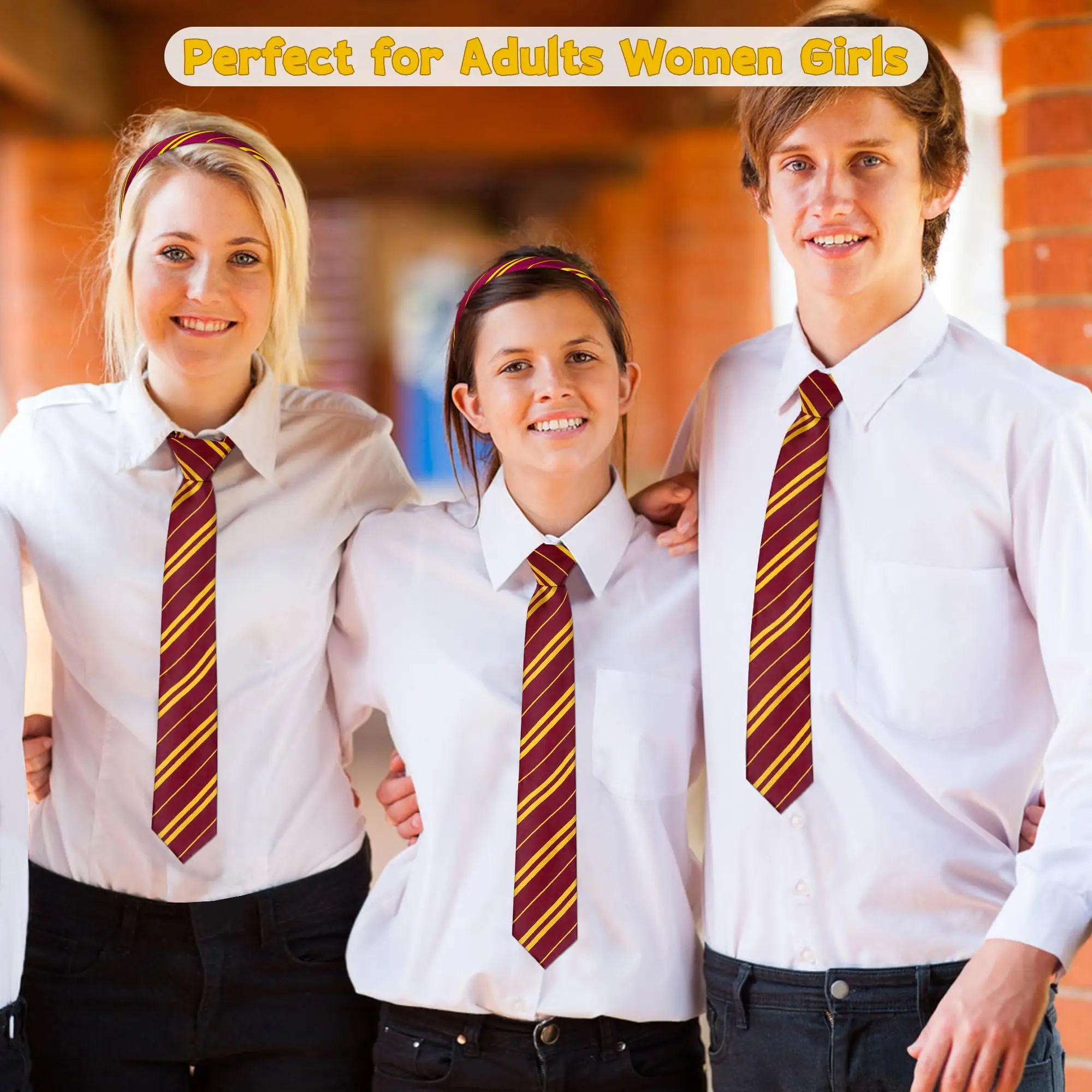 Burgundy and yellow striped headband, wizard costume accessory set, suitable for female adult girls to cosplay parties